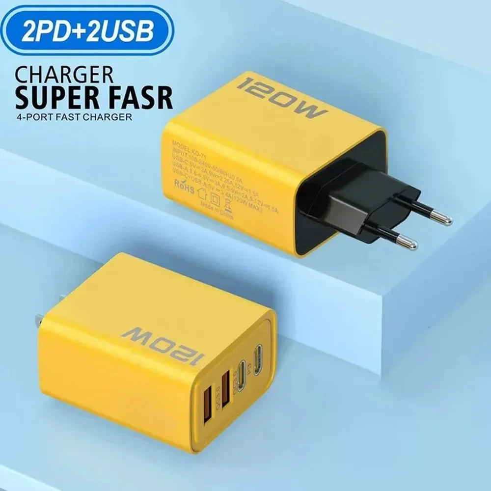 Total 120W Phone Charger Fast Charging Quick Charger PD USB Type C Wall Adapter For iPhone 16 15 Xiaomi 14 Huawei Redmi Oneplus Beauty World Shop