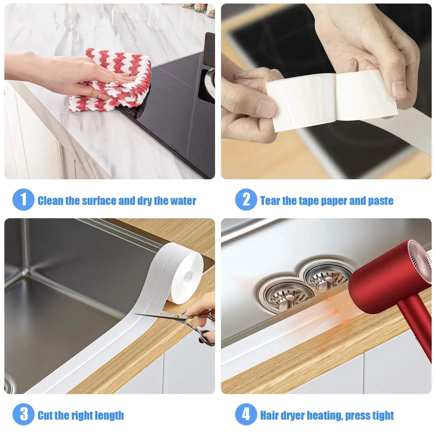 PVC tape Waterproof wall glue sink edge seal mildew resistant caulking strip Kitchen bathroom shower tub Beauty World Shop