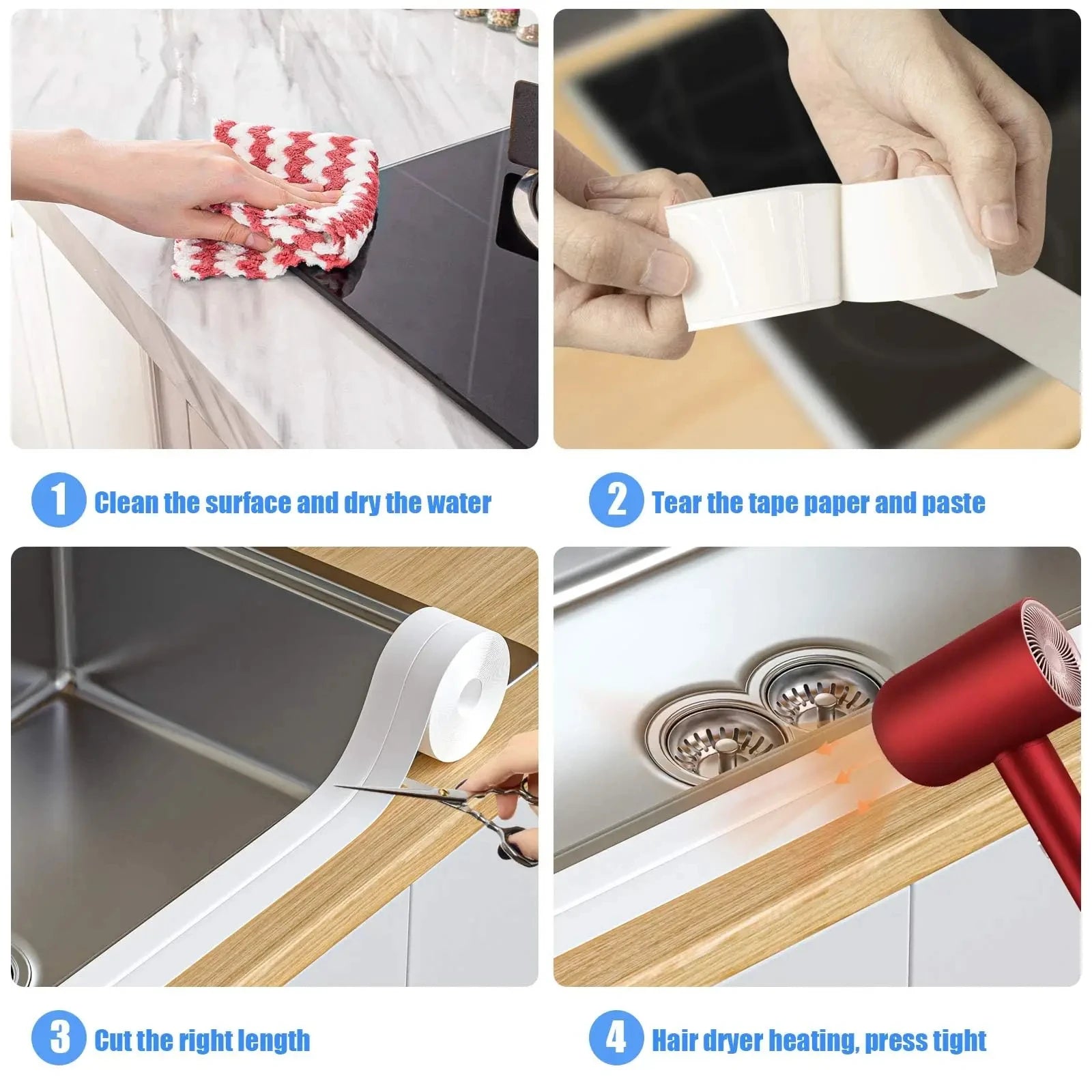 PVC tape Waterproof wall glue sink edge seal mildew resistant caulking strip Kitchen bathroom shower tub Beauty World Shop