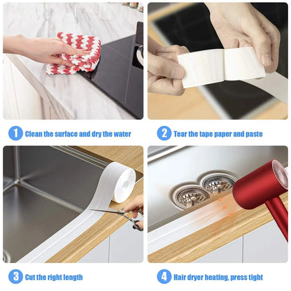 PVC tape Waterproof wall glue sink edge seal mildew resistant caulking strip Kitchen bathroom shower tub Beauty World Shop