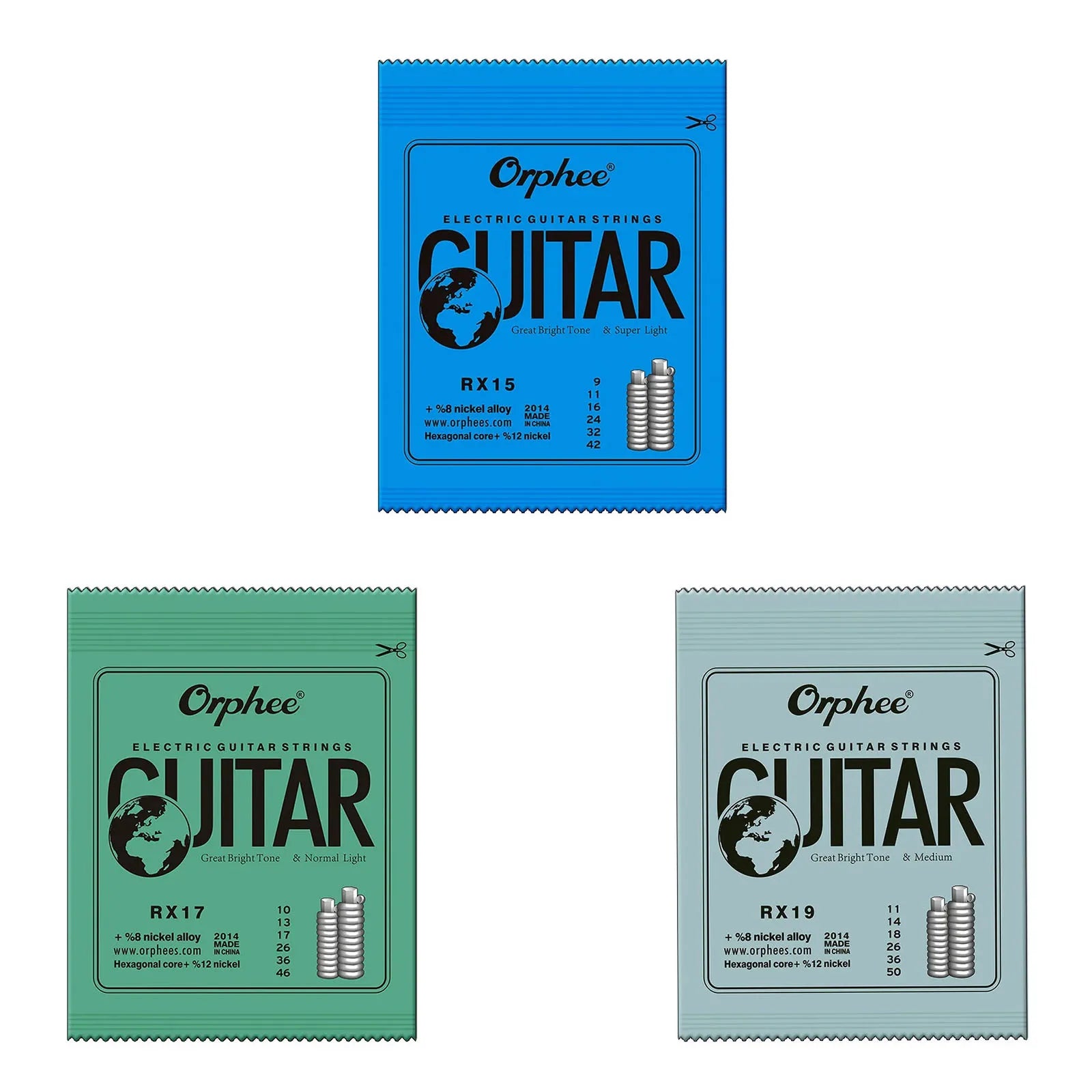 Orphee 1/5/10 Pcs Electric Guitar Strings Set RX Series Hexagonal Carbon Steel 6 String for Electric Guitar Accessories&Parts Beauty World Shop
