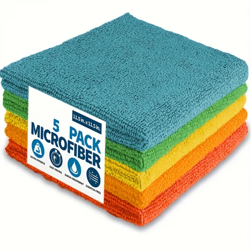 Microfiber Cleaning Cloths - Polyester, multi-surface streak-free. For outdoor, bathroom, kitchen, patio. Super absorbent, versa Beauty World Shop