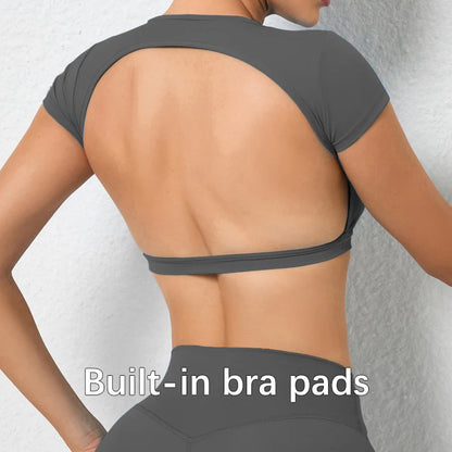 Hearuisavy Sports Shirts Breathable Workout Tops Fitness Sportswear Female Backless Yoga Clothing Sport Crop Tops Women Gym Top Beauty World Shop