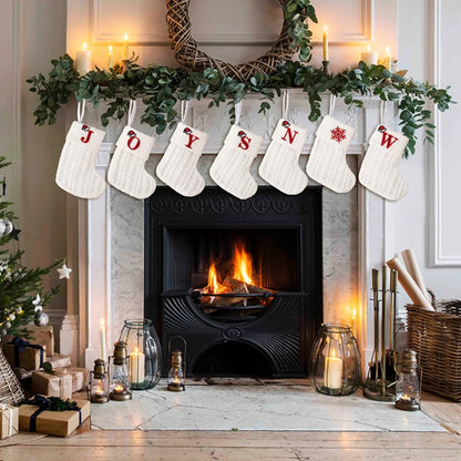 1PC A-Z Letter Hanging Christmas Stockings Knitted Socks  Christmas Tree Hanging for Family Party Decoration Beauty World Shop