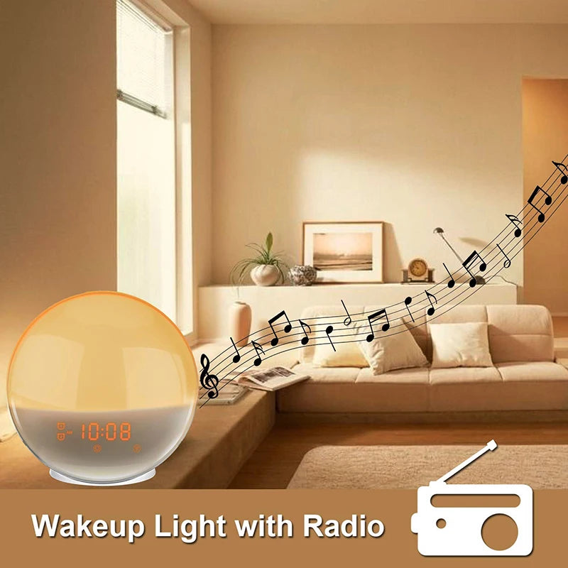 Sunrise Alarm Clock Wake Up Light Clock Sunrise/Sunset Simulation Digital Clock with Night Light FM Radio Desk Clocks Beauty World Shop