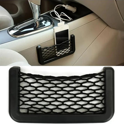Car Storage Bag Nets Adhesive Auto Seat Organizer Door Side Net Pocket Multifunction 15-20cm Resilient Car Styling Storage Nets Beauty World Shop