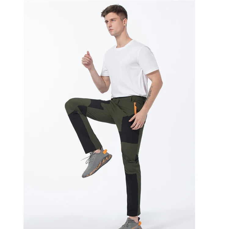 TRVLWEGO Men Summer Hiking Pants Wear-resistant Water Splash Prevention Quick Dry UV Proof Elastic Thin Camping Trousers Beauty World Shop