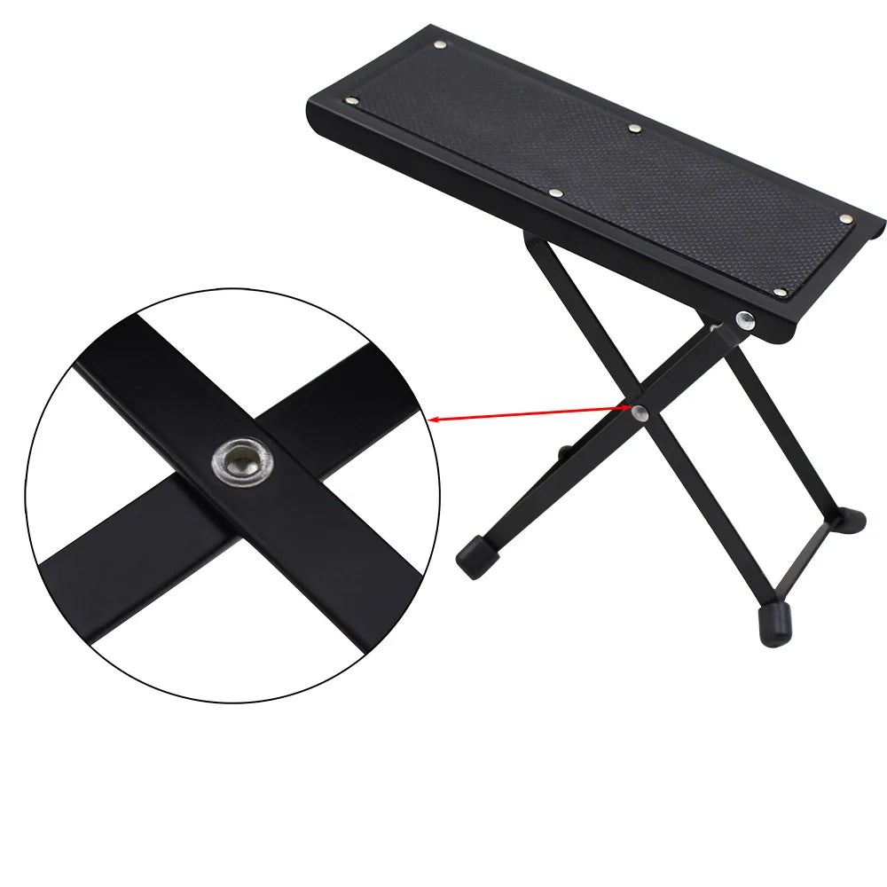 Guitar Foot Stool 4 Position Height Adjustable Foldable Guitar Pedal Foot Rest Step Footstool Black for Guitar Pedal Accessories Beauty World Shop