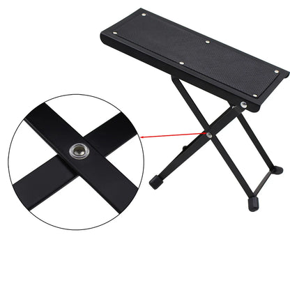 Guitar Foot Stool 4 Position Height Adjustable Foldable Guitar Pedal Foot Rest Step Footstool Black for Guitar Pedal Accessories Beauty World Shop