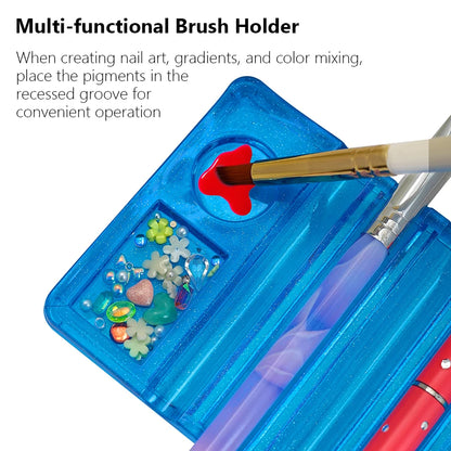 Acrylic Multi-purpose Nail Art Pen Holder, 5-Compartment Brush Stand with Color Palette, Organize and Display Tool Beauty World Shop
