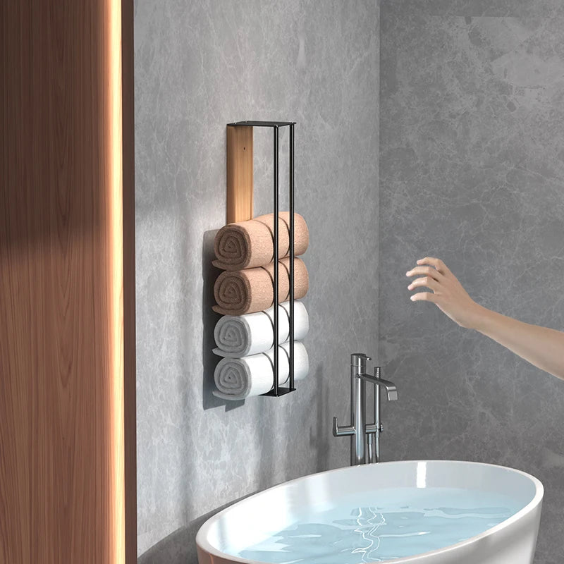 Bathroom wall mounted towel rack, bathroom decorative towel rack, towel hanging rack, roll towel storage, no drilling required Beauty World Shop