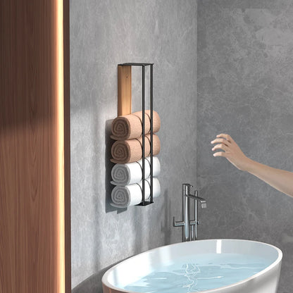 Bathroom wall mounted towel rack, bathroom decorative towel rack, towel hanging rack, roll towel storage, no drilling required Beauty World Shop