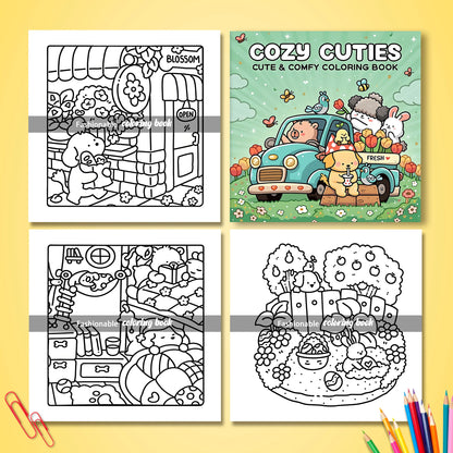 COZY CUTIES Bold-easy Patterns Coloring Book for Adults Cute Drawing Book Perfect Gift for Party and Birthday Beauty World Shop