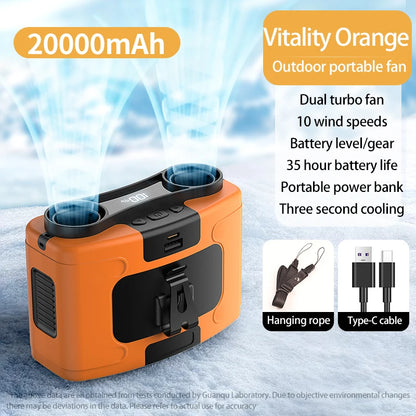 Portable Waist Fan Hanging Neck Fan 5 Speed Strong Wind with LED Lighting for Sports Courier Outdoor Working 10000/20000mAh Beauty World Shop