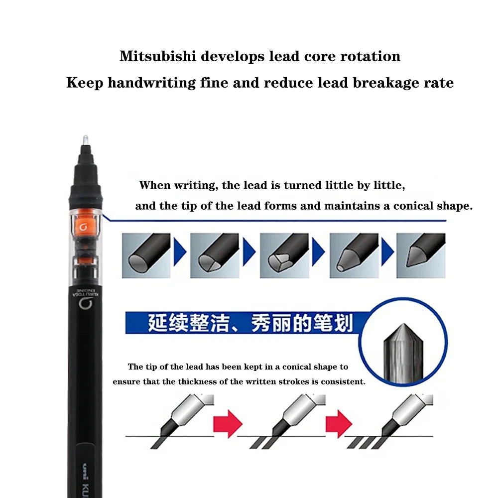 UNI KURUTOGA Mechanical Pencil M5-452 Creative Writing Continuous Sketch 0.5mm Lead Automatic Rotating Mechanical Pencil Beauty World Shop