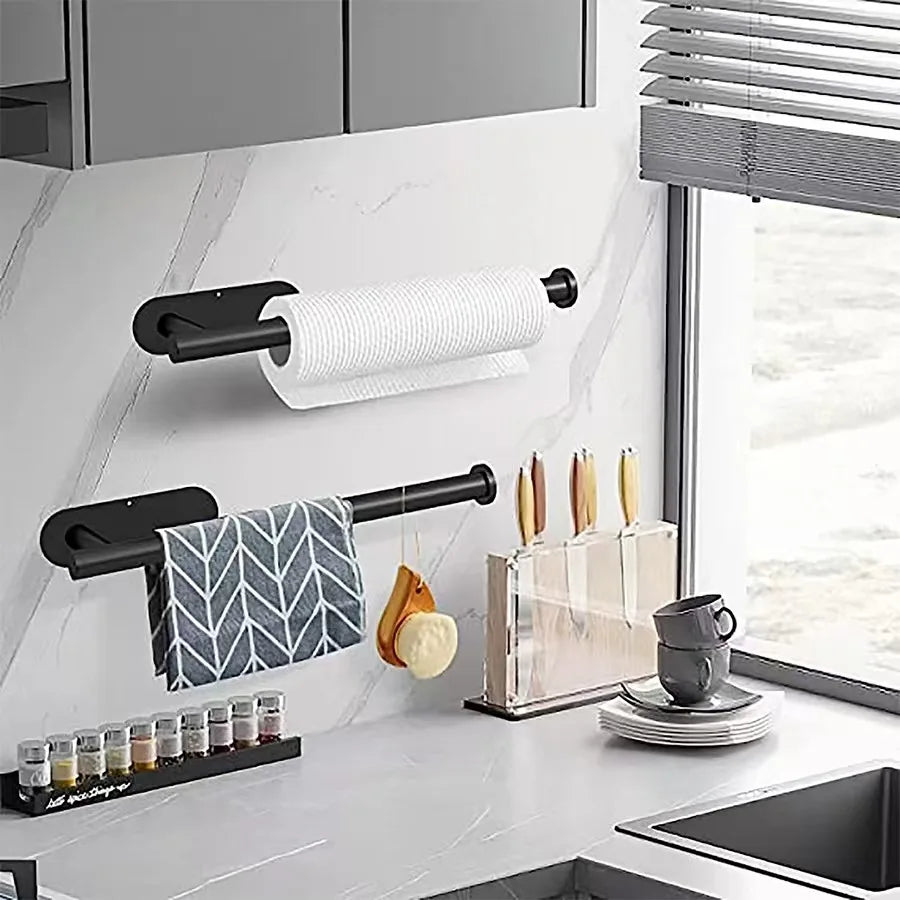 Kitchen Paper Towel Holder Adhesive Tissue Hanger Toilet Roll Paper Dispenser Cabinet Storage Napkin Rack Bathroom Accessories Beauty World Shop