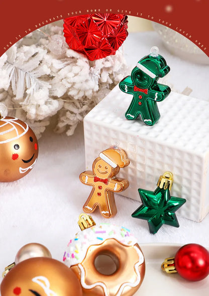Christmas decoration: 42 exquisite painted Christmas balls in magenta, green, and gold, Christmas tree pendant set Beauty World Shop