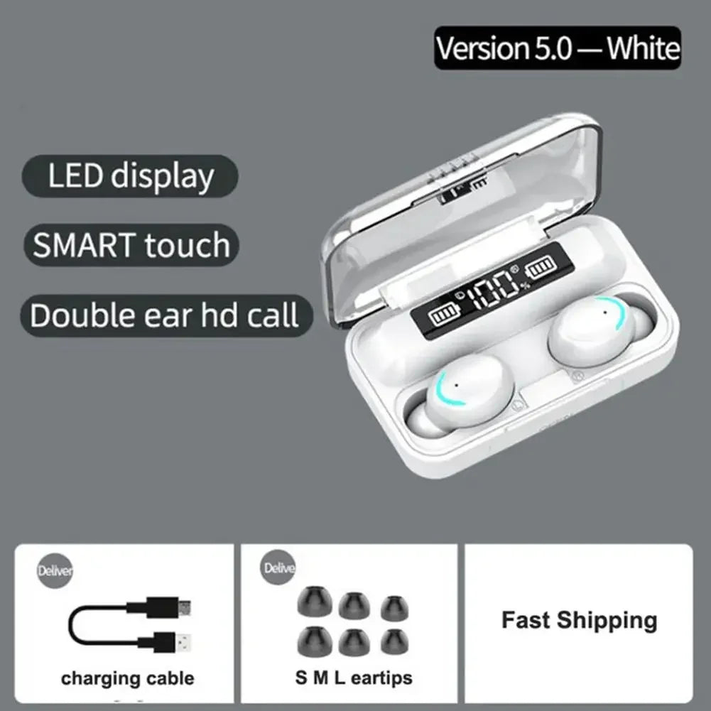 F9-5C True Wireless Bluetooth Headset Binaural Small In Ear Buds Sports Stereo Bass TWS Earbuds Newest Sports Earbuds for phones Beauty Fashion