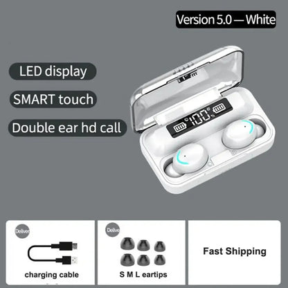 F9-5C True Wireless Bluetooth Headset Binaural Small In Ear Buds Sports Stereo Bass TWS Earbuds Newest Sports Earbuds for phones Beauty Fashion