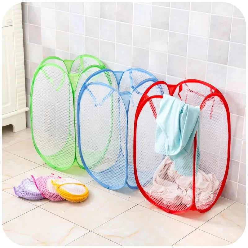Folding Household Laundry Storage Basket Mesh Dirty Clothes Storage BasketToy Storage Bag Household Storage Bucket Beauty Fashion