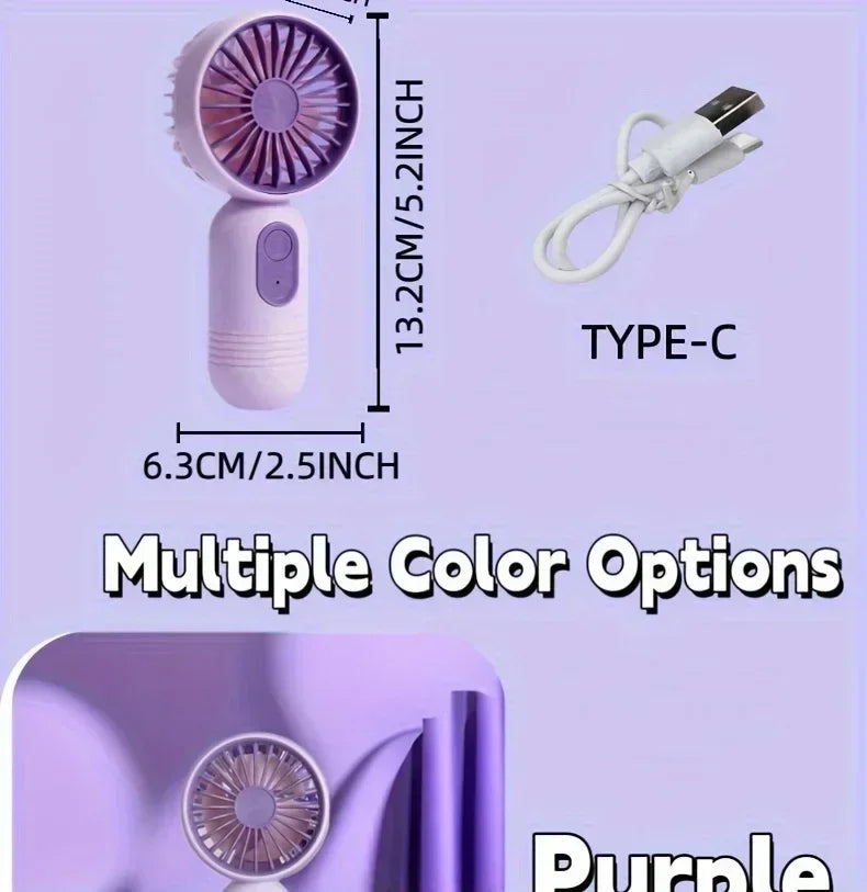 Mini Handheld Fan 3-Speed Strong Wind USB Rechargeable Long Lasting Portable Desk Fan For Students Office Outdoor Travel Camping Beauty World Shop