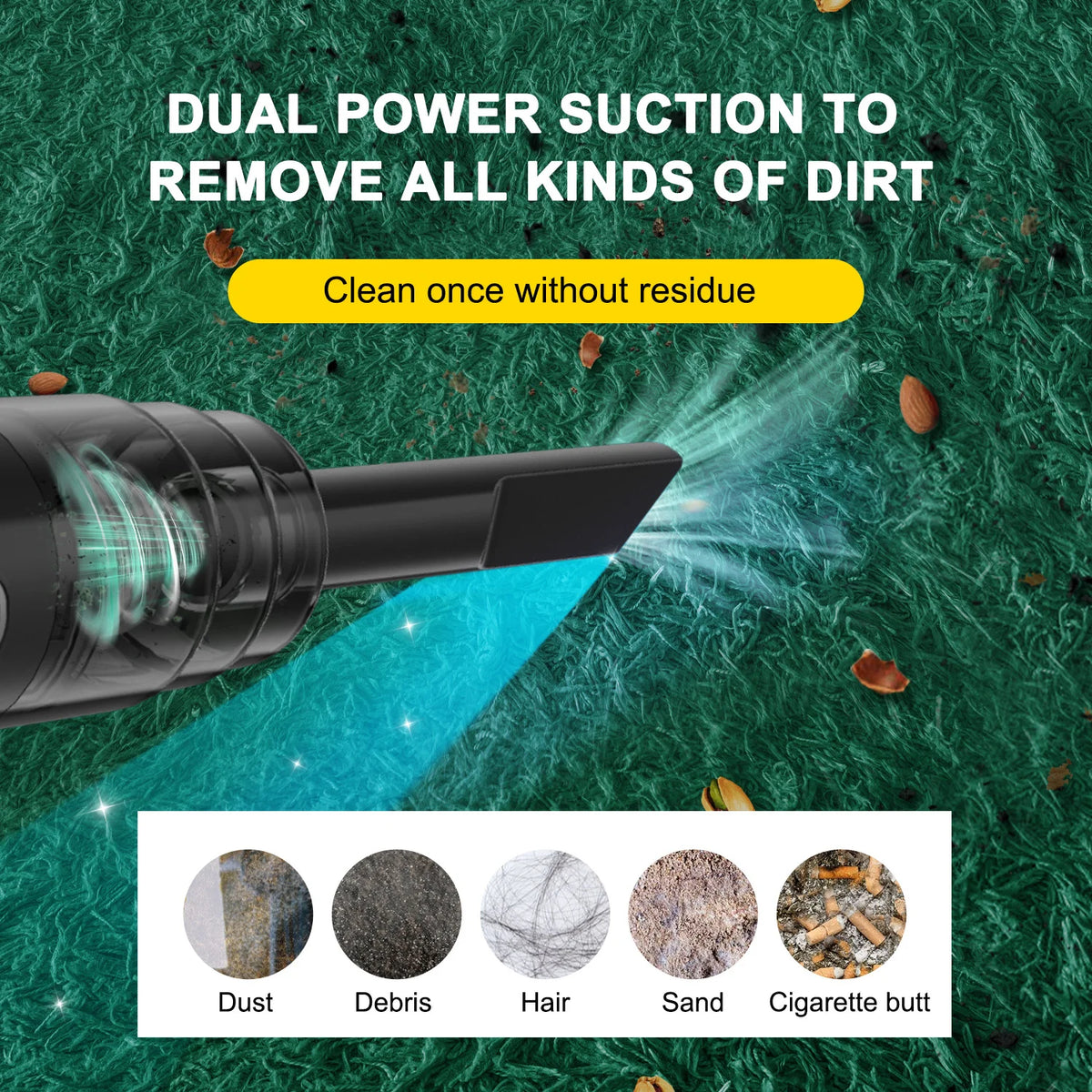 ABS Car Vacuum Cleaner Portable Powerful Wireless Vacuum Cleaner Home Carpet Cleaner Home Appliance Mini Cleaning Machine Beauty World Shop