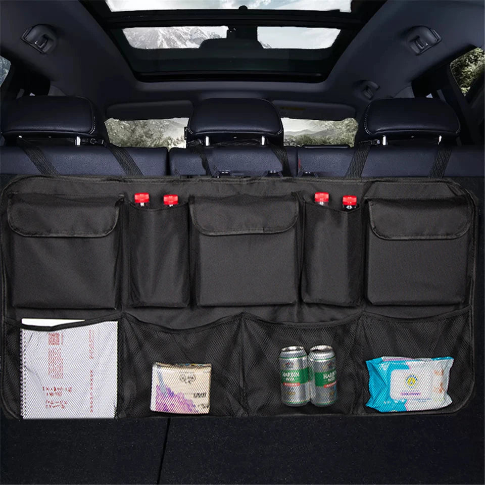 Car Trunk Organizer Adjustable Backseat Storage Bag Net High Capacity Multi-use Oxford Automobile Seat Back Organizers Universal Beauty World Shop