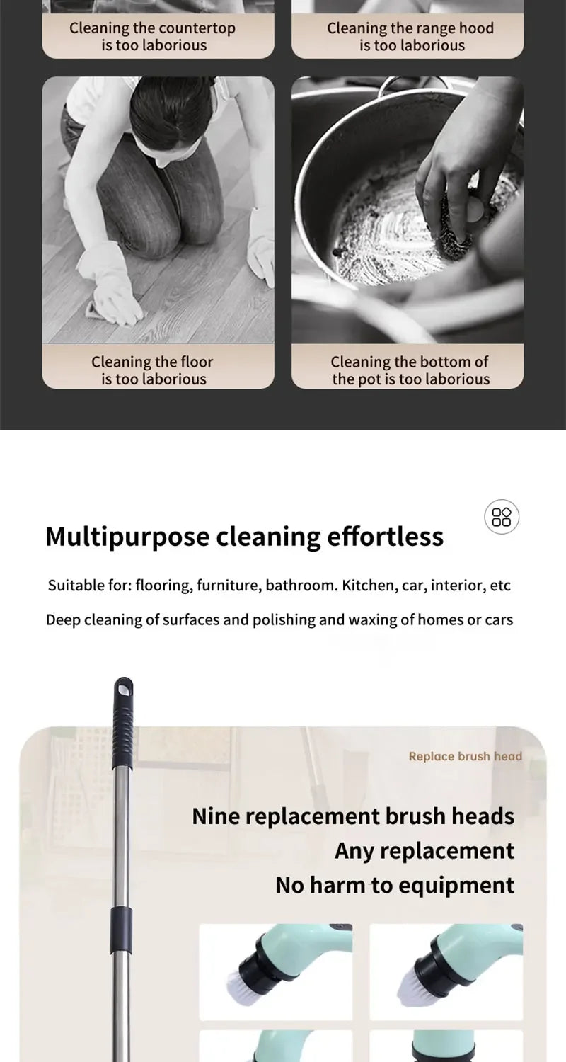 Cordless Spin Scrubber Electric Multipurpose Cleaning Brush for Kitchen Bathroom Toilet - Household Hair Brushes And Mops Beauty World Shop