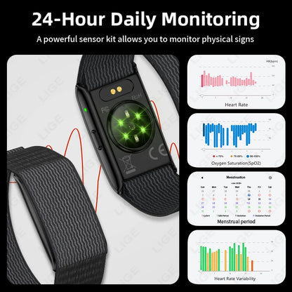 LIGE NO Screen Smart Wristbands With Heart Rate Sleep AI Health Monitor Report Smart Bracelet Incoming Call Notification Watches Beauty World Shop
