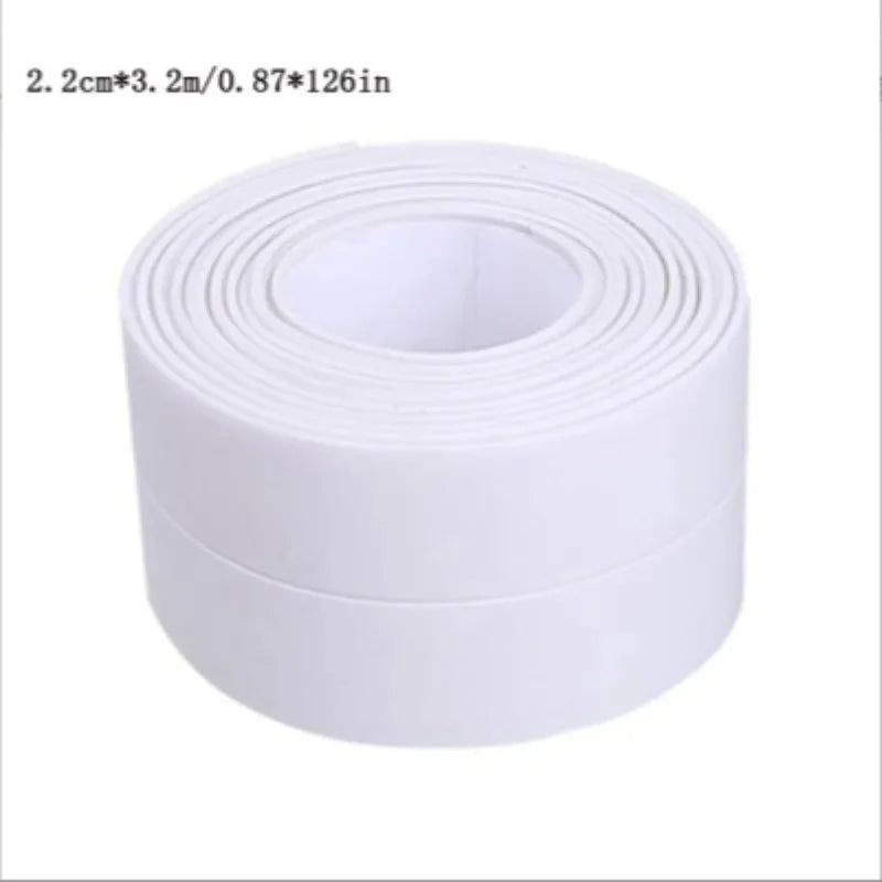 3.2m PVC Waterproof Sealing Tape for Bathroom Sink, Shower, Bathtub and Toilet - Self Adhesive Wall Sticker Beauty Fashion