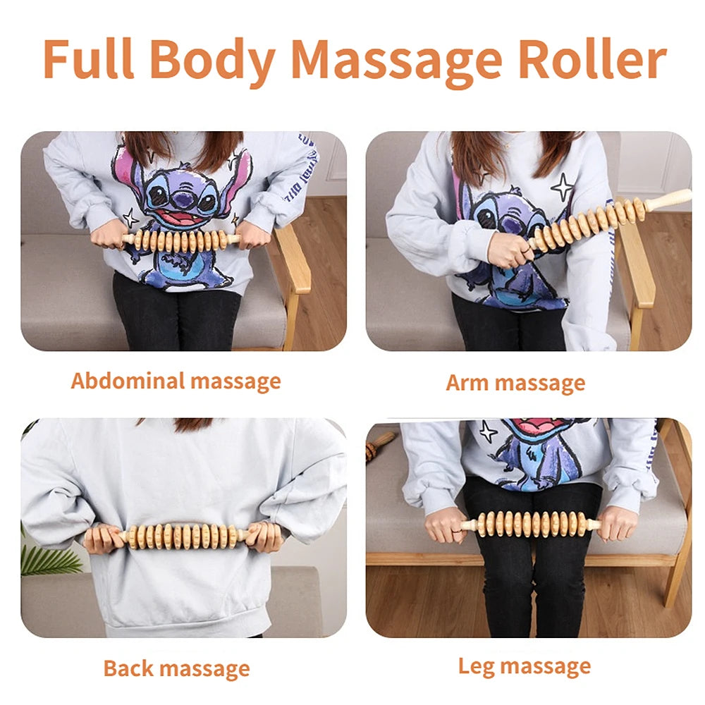 Natural Curved Wooden Massage Roller for Waist and Thigh, Multi-Functional Body Roller for Cellulite Reduction & Muscle Tension Beauty World Shop