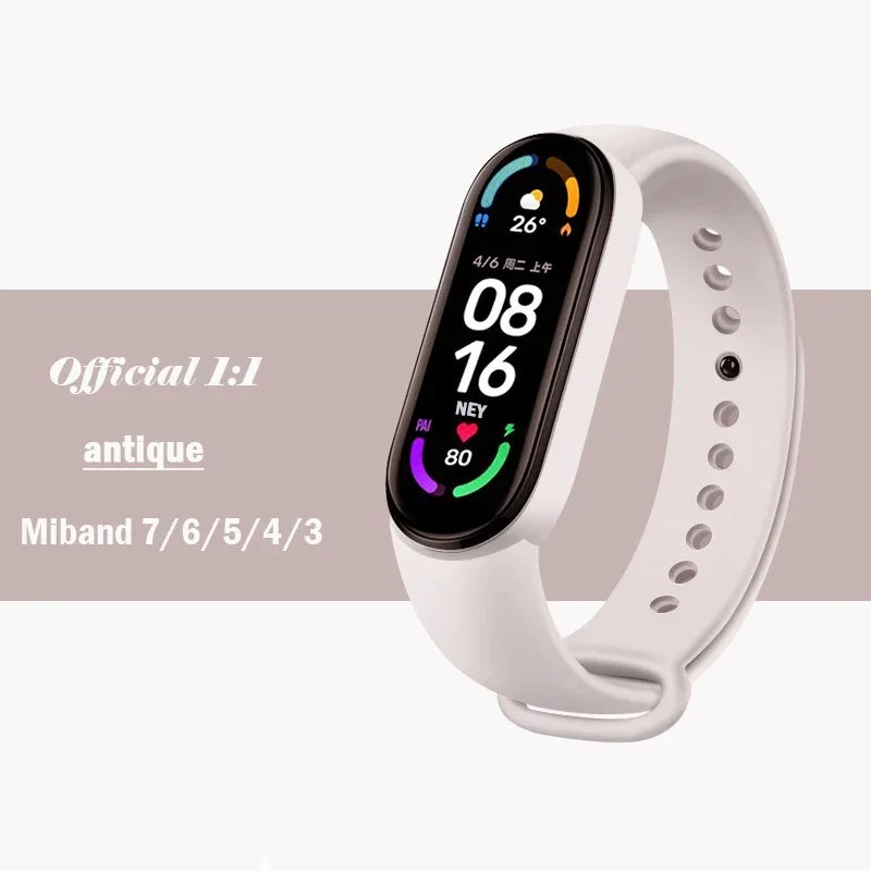 official Silicone Strap For Xiaomi Mi Band 4 5 6 7 Bracelet Sport Watch Wristband Miband4 miband7 Correa Mi band 3 4 5 6 7 Band Beauty Fashion