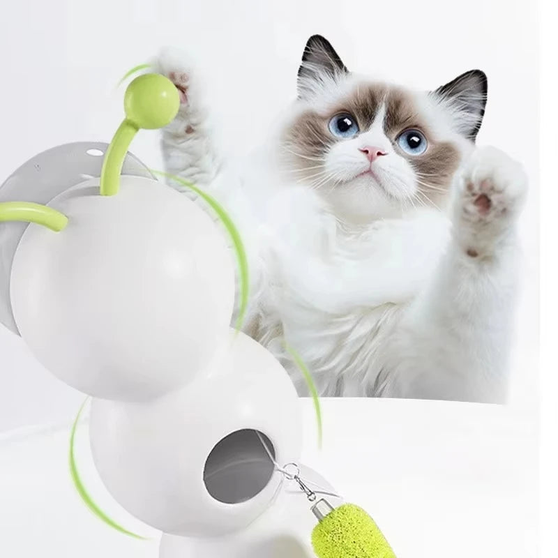 Caterpillar Interactive Cat Toy Motion Activated Wack A Worm Post Toy Rechargeable Automatic Teasing Cat Toy with Tail for Cats Beauty World Shop