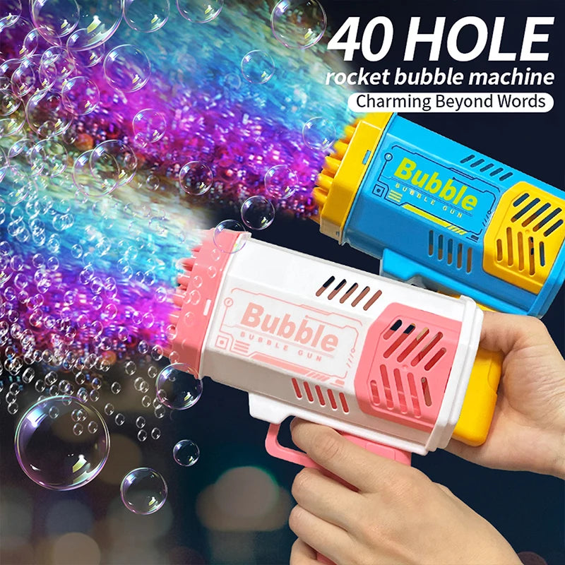 40 Hole Rocket Launcher Handheld Portable Electric Automatic Bubble Gun Party Birthday Gift Toy(without Bubble Water) Beauty Fashion