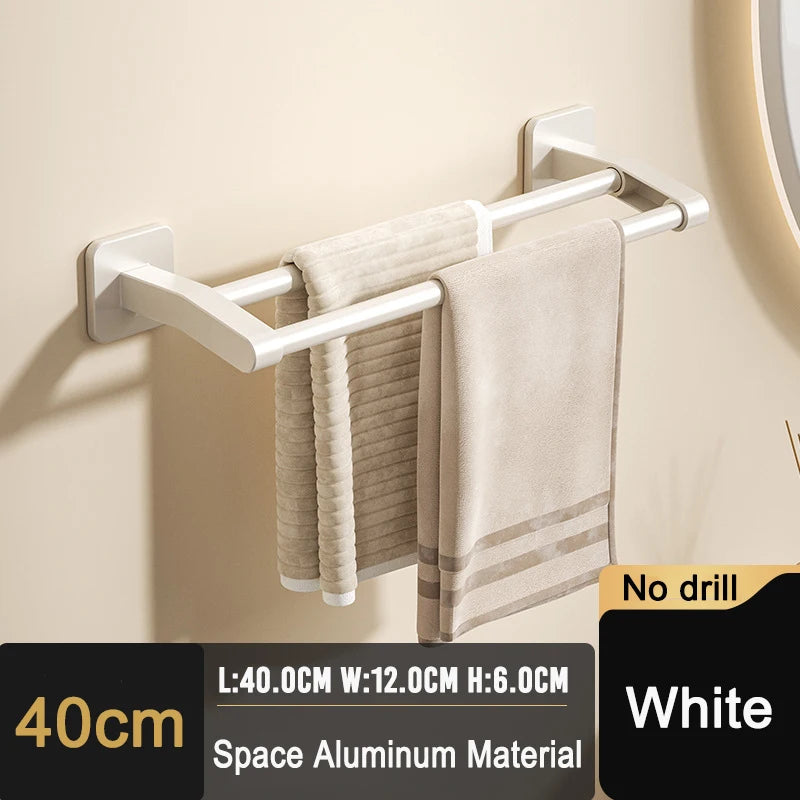 Self-adhesive Home Bathroom Towel Rack Holder Without Drilling Wall Mount Towel Shelf Kitchen Bathroom Accessories Towel Hanger Beauty World Shop