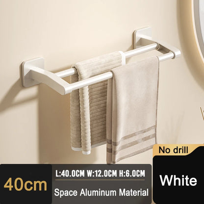 Self-adhesive Home Bathroom Towel Rack Holder Without Drilling Wall Mount Towel Shelf Kitchen Bathroom Accessories Towel Hanger Beauty World Shop