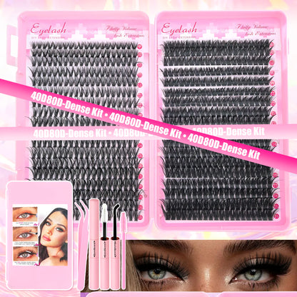 DIY Lash Extension Kit Clusters Individual Eyelashes Kit 9-16mm with Bond and Seal Wispy Natural Mange Lashes Beauty World Shop
