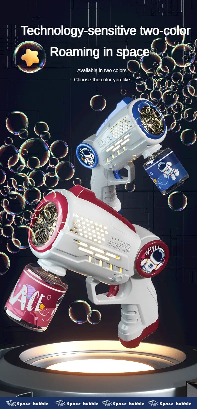 Children Bubble Gun Toy Astronaut Fully Automatic Bubble Machine Bubbles Gun Outdoor Game Fantasy Toy for Boys Girls Gifts Beauty Fashion