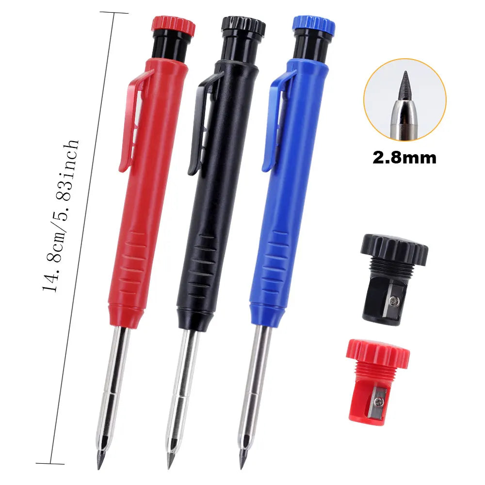 6Pcs Engineering Drawing Woodworking Marking Mechanical Pencils, 2.8mm Long Head Carpenter Pencil, Applicable Construction Works Beauty World Shop