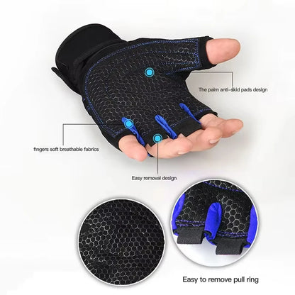 1Pair Gym Gloves for Men Women Fitness Weight Lifting Wristband Gloves Training Sports Exercise Cycling Glove Shockproof Beauty World Shop