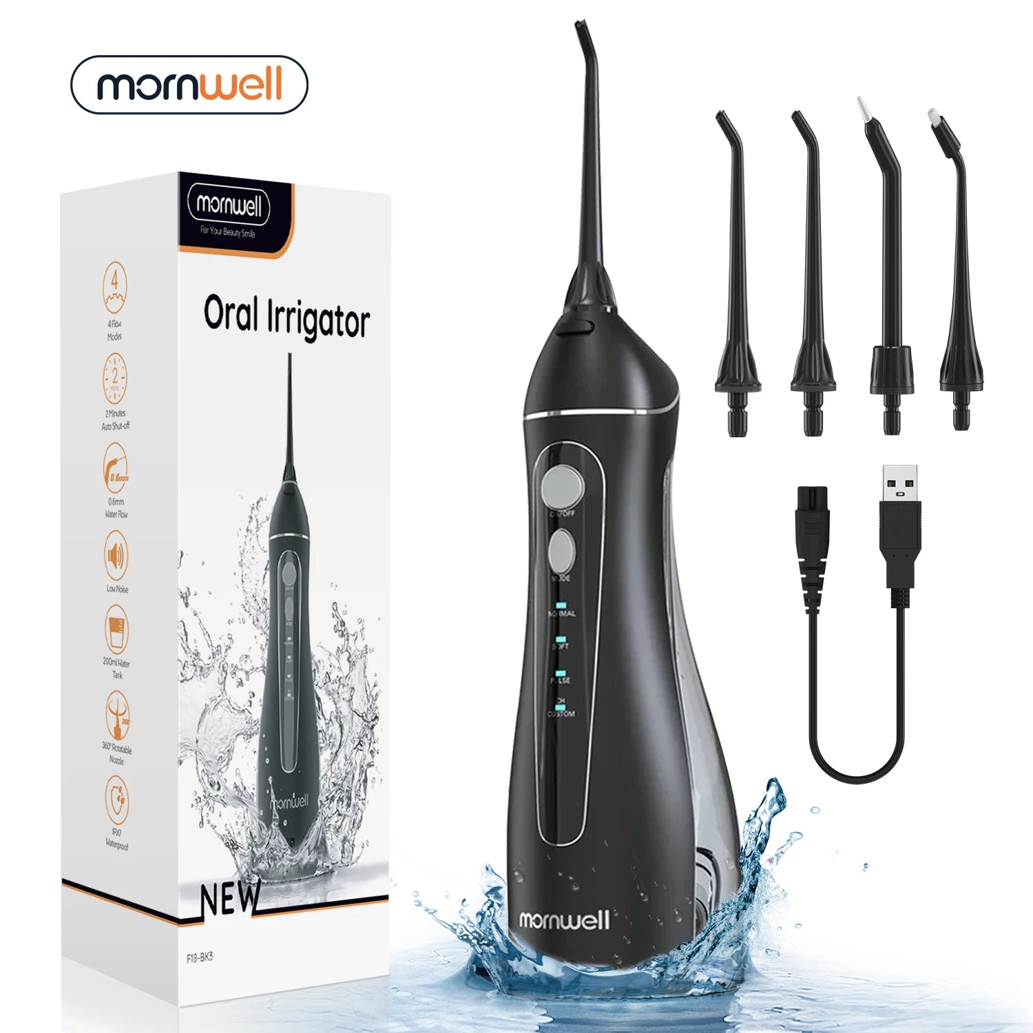 Water Floss Portable Cordless F18 Water Flosser 3 Cleaning Modes Waterproof Rechargeable Water Cleaner 4 Nozzles Clean Gums Beauty World Shop