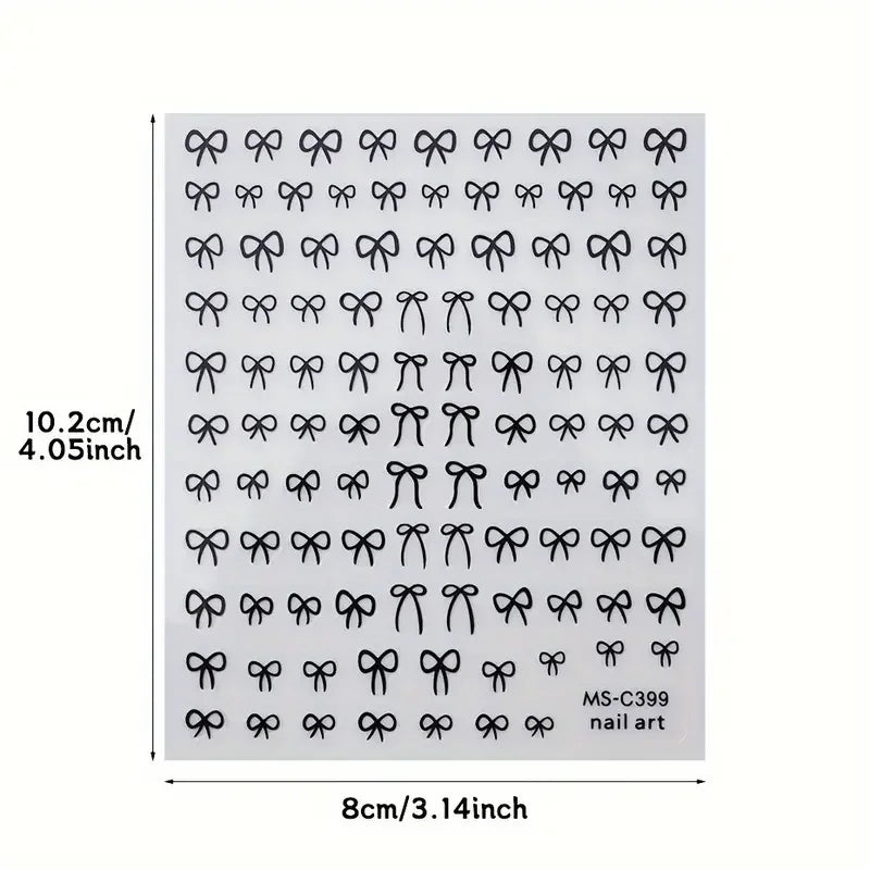 1/2pcs Black White Pink Mini Bowknot Design Nail Art Sticker Self Adhesive Lace Ribbons Bow Butterfly Decals Nail Art Decoration Beauty World Shop
