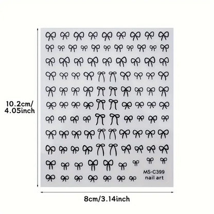 1/2pcs Black White Pink Mini Bowknot Design Nail Art Sticker Self Adhesive Lace Ribbons Bow Butterfly Decals Nail Art Decoration Beauty World Shop