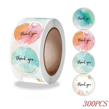 50-500pcs 1inch Blue Thank You Stickers For Envelope Sealing Labels Stationery Supplies Handmade Wedding Gift Decoration Sticker Beauty World Shop