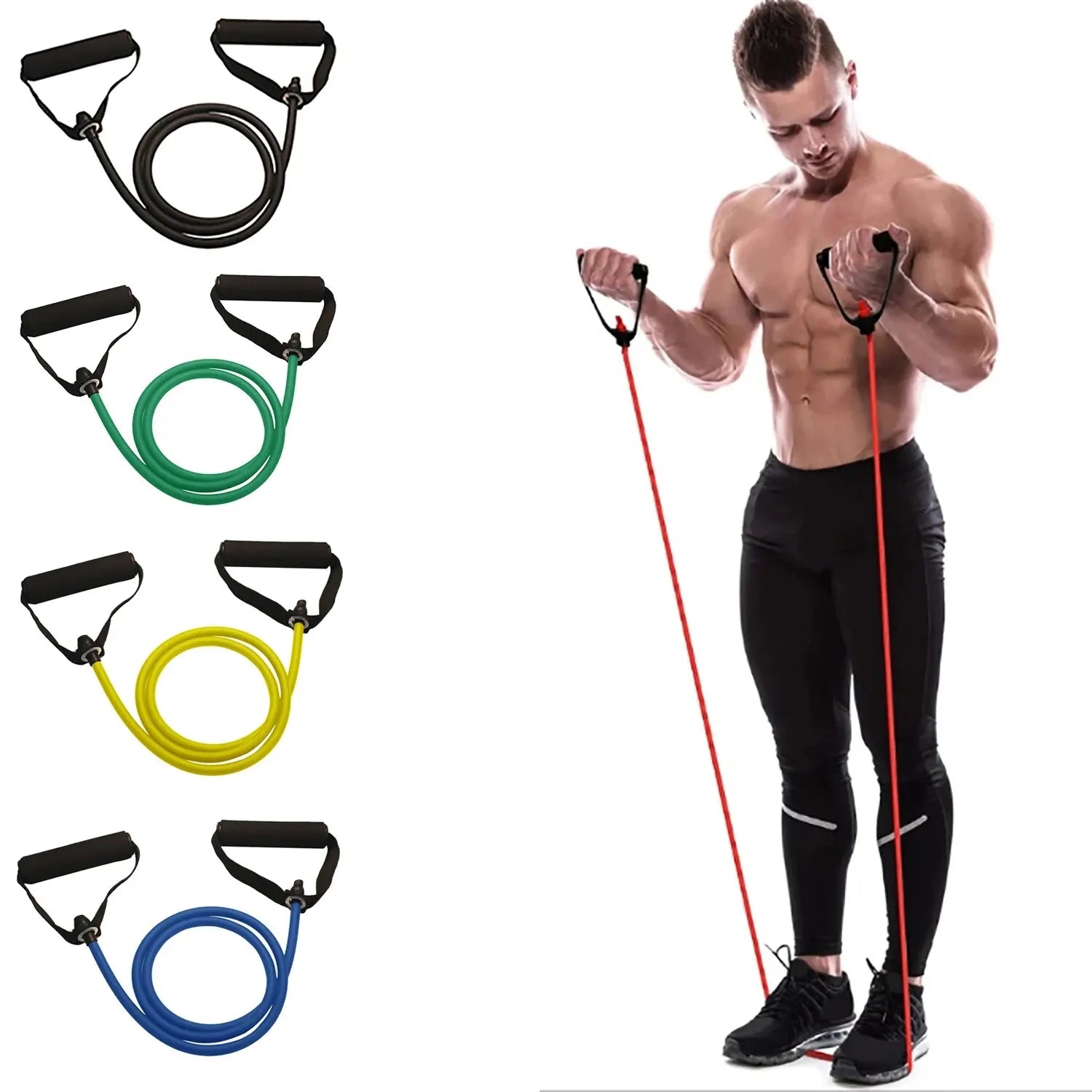 Resistance Bands With Handles, Exercise Bands, Workout Bands With Handles For Men Women, Strength Training Equipment At Home Beauty World Shop