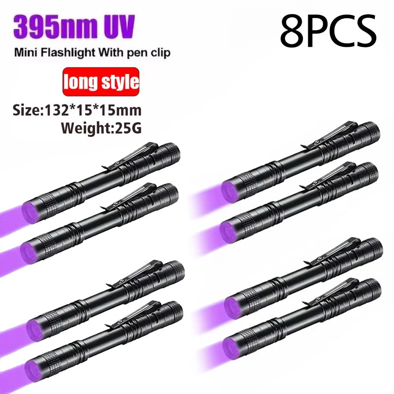 UV Flashlight 395nm Ultraviolet Torch With Pen Clip Portable AAA Batteries Used Violet Light Pet Urine Scorpion Detector UV Lamp Beauty World Shop