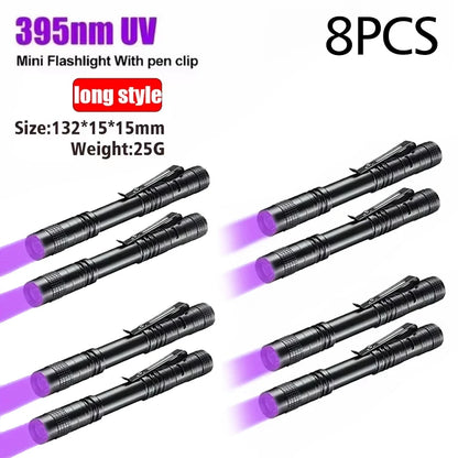 UV Flashlight 395nm Ultraviolet Torch With Pen Clip Portable AAA Batteries Used Violet Light Pet Urine Scorpion Detector UV Lamp Beauty World Shop