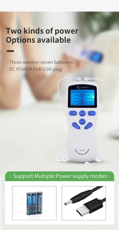 EMS Dual Channel Massager Electric Muscle Stimulator Tens Machine Body Massage Full Body with Electrodes Pads Accessories Beauty World Shop