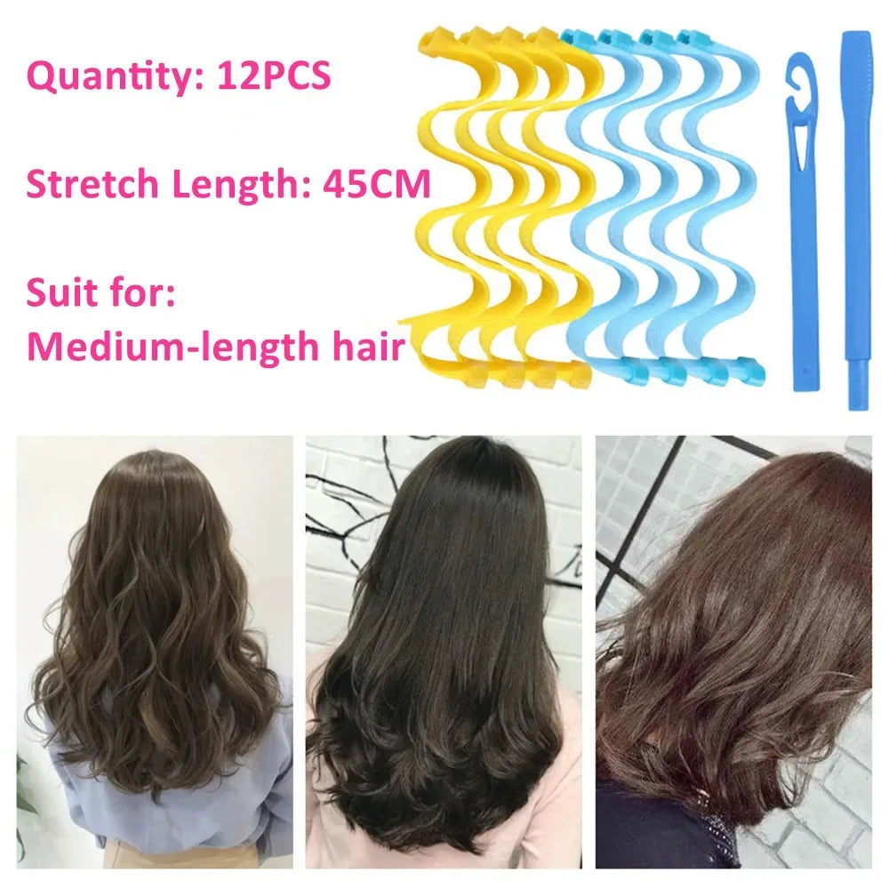 12pcs Heatless Hair Curler No Heat Hair Rollers Soft Curls Curling Rod Roller Sticks Perm Rods Wave Formers Hair Styling Tools Beauty World Shop