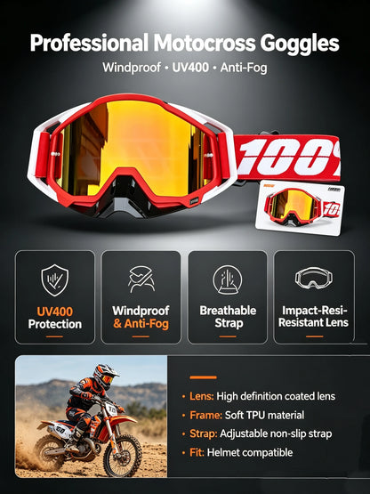 Off-road Goggles Motocross Glasses Motorcycle Sunglasses Man MTB ATV Mask Windproof Protection Skiing Cycling Racing Goggles Beauty World Shop